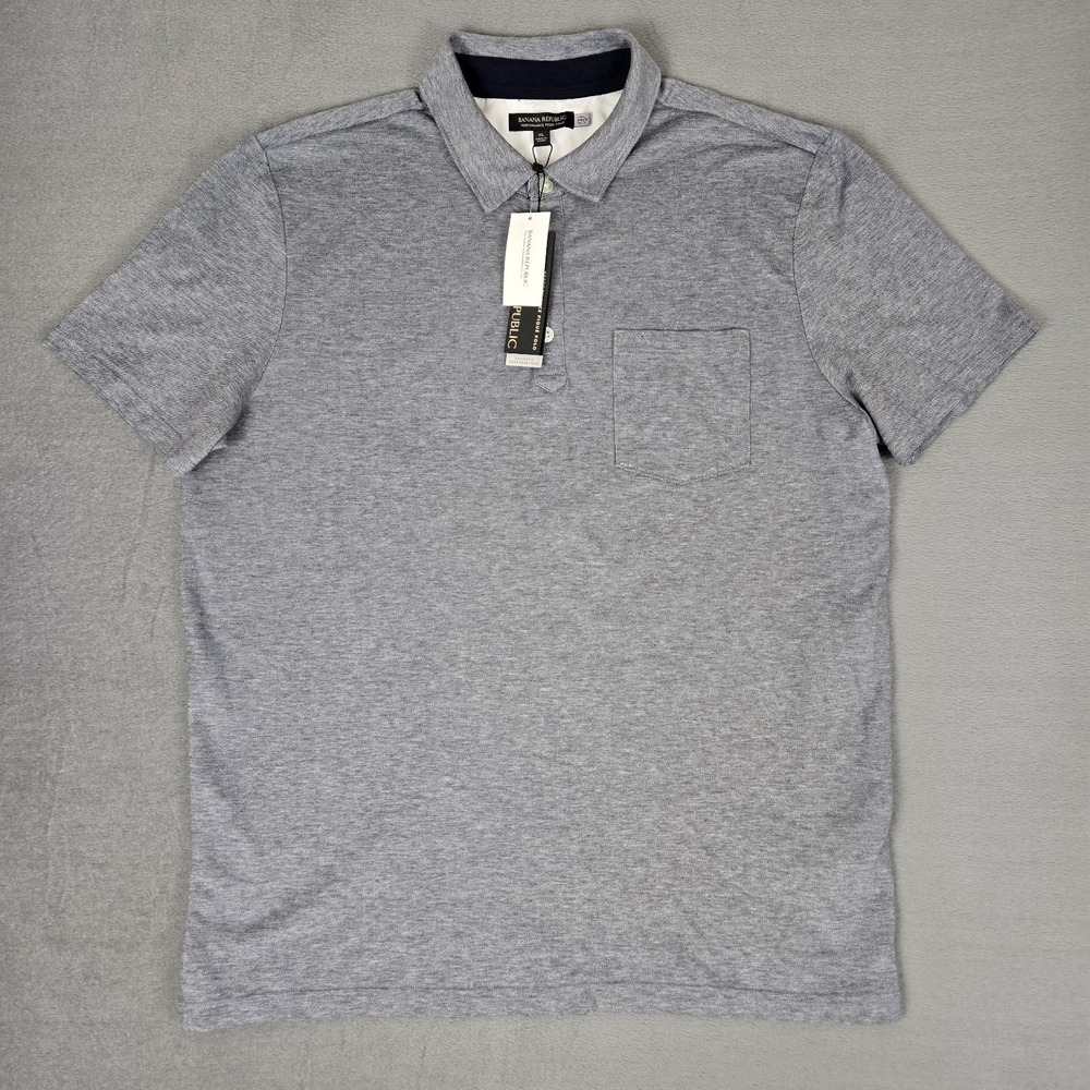 Banana Republic Shirtβ Performance Pique Polo Mens XL Gray Casual Pocket NWT